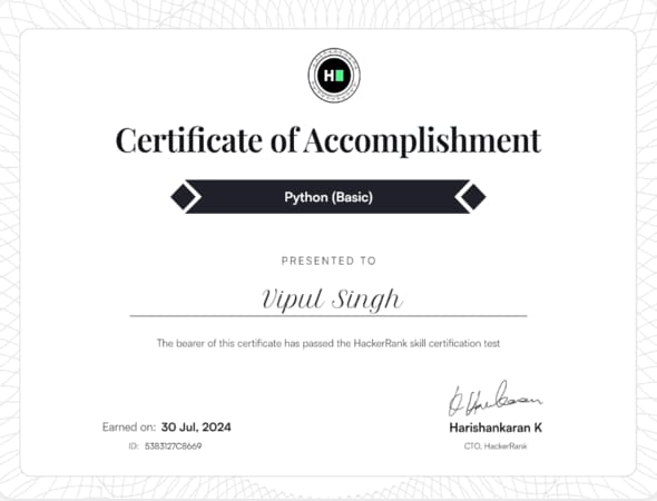 HackerRank Python Certificate