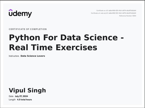 Python Certification - Udemy